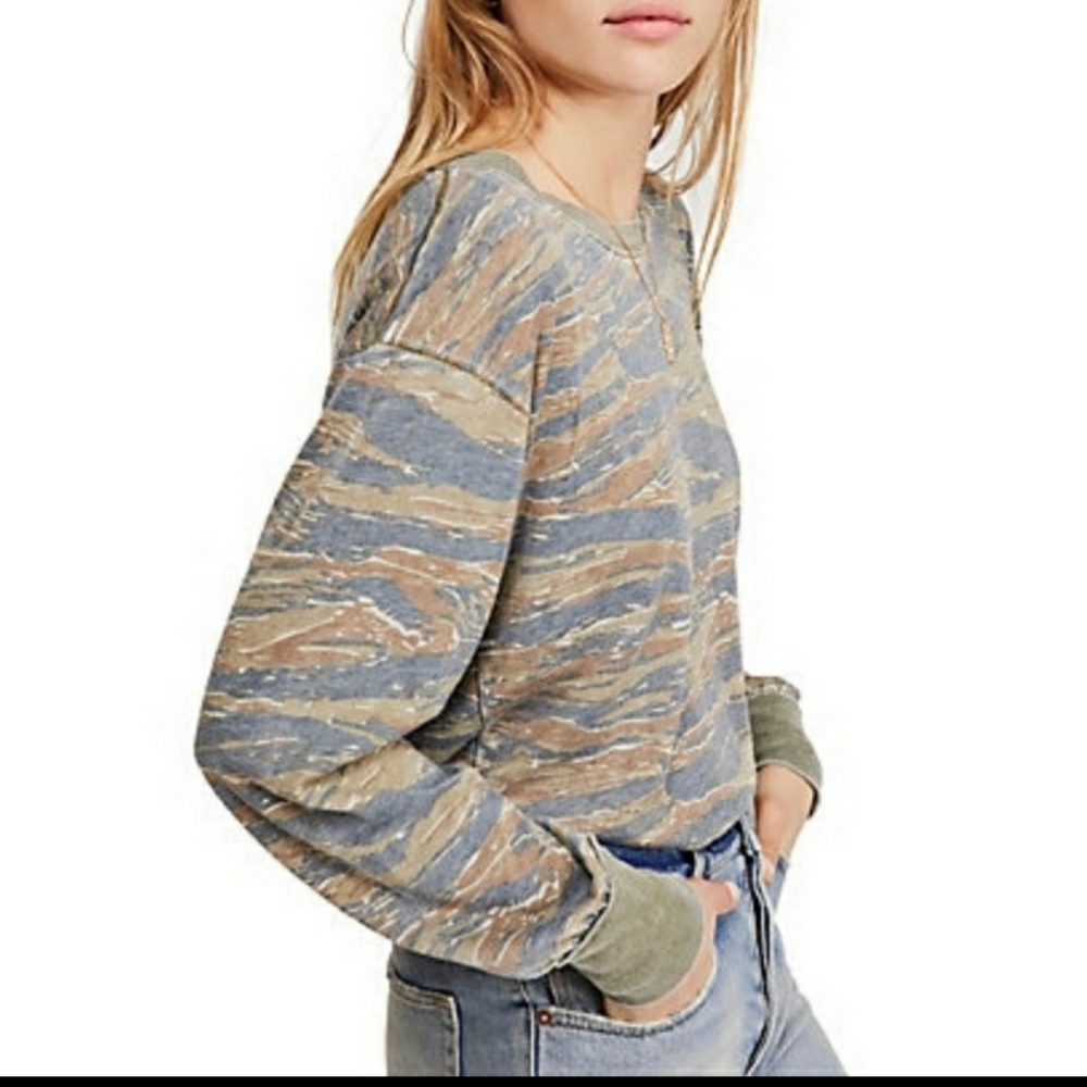 Free people tiger combo camouflage shirt sz S NWT - Picture 1 of 8